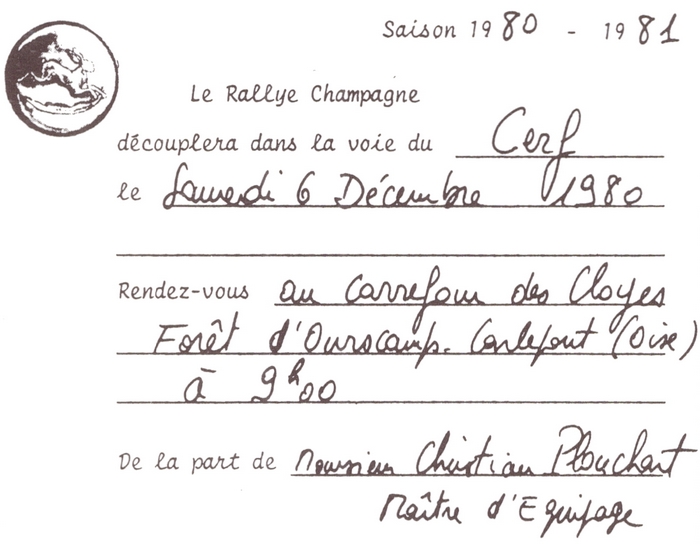 Rallye Champagne - Tiré de l'ouvrage Deux Siècles de Vènerie à travers la France - H. Tremblot de la Croix et B. Tollu (1988)